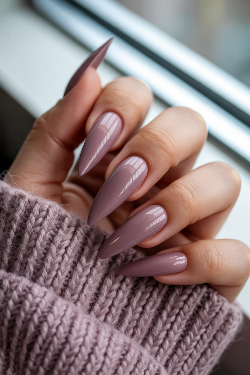 muted mauve velvet finish