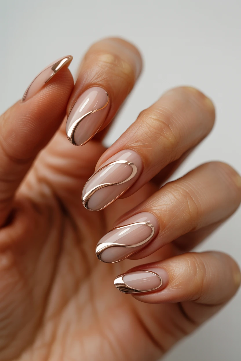 metallic gold line art