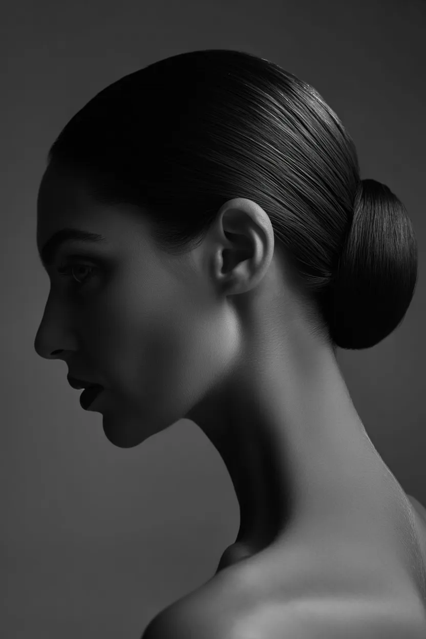 slicked back chignon