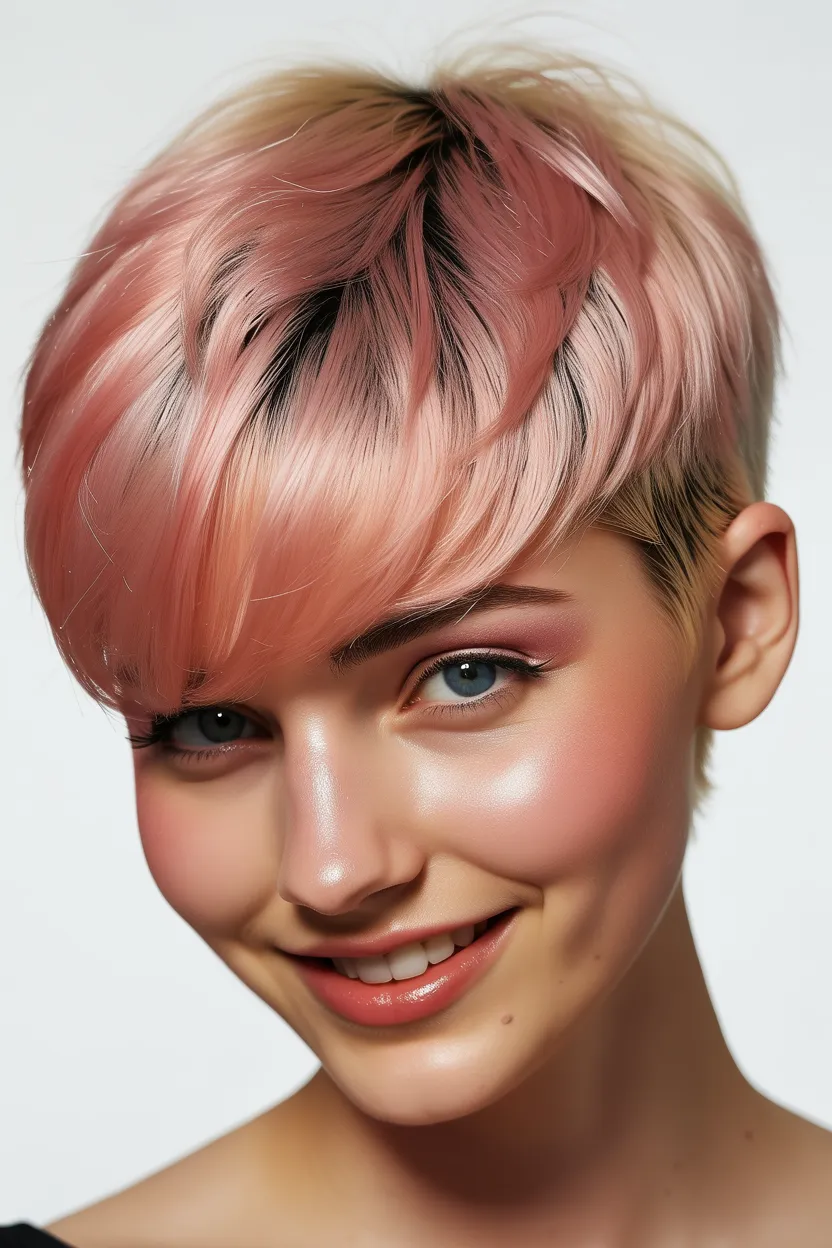soft rose gold pixie