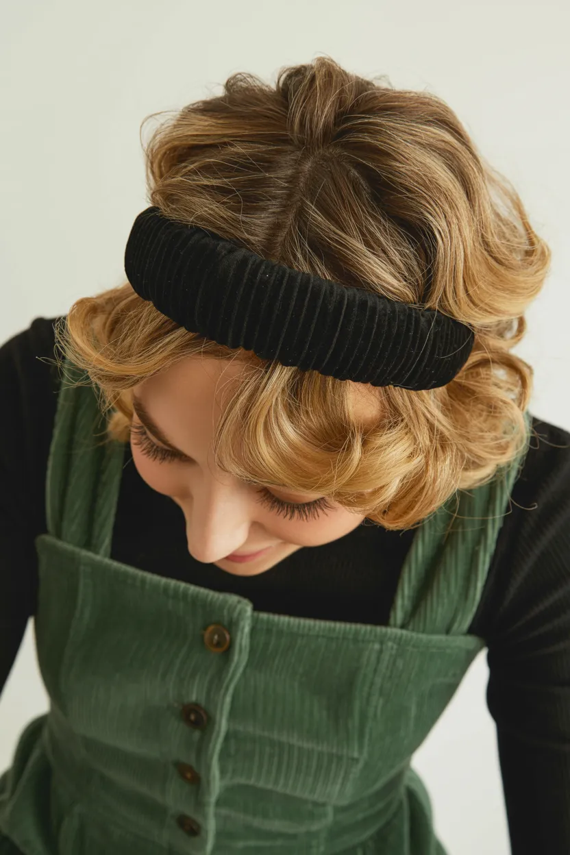 corduroy skirt and headband waves