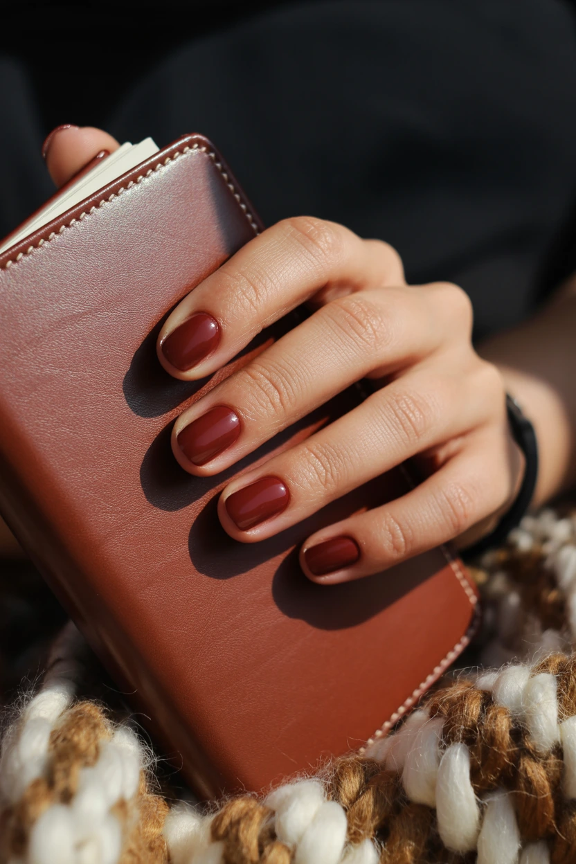 dark cherry mocha round nails