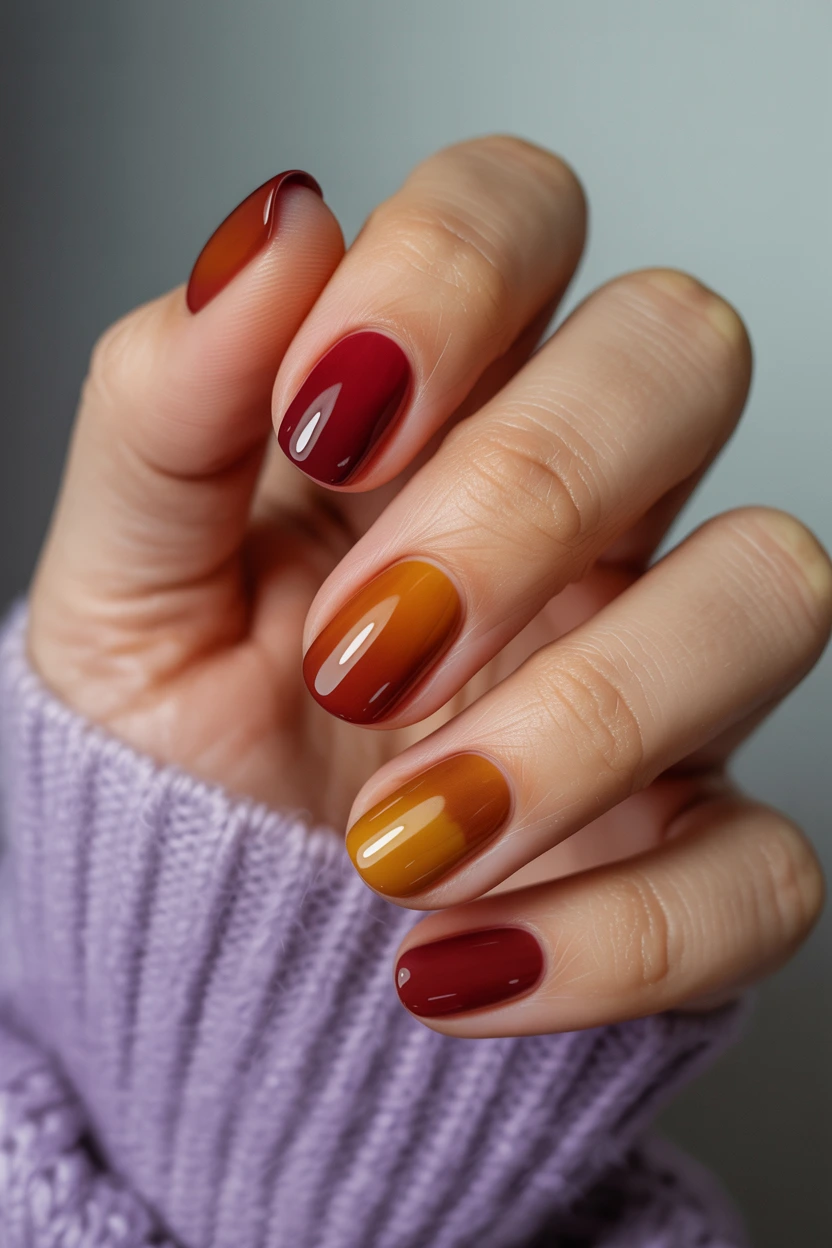 berry red amber ombre