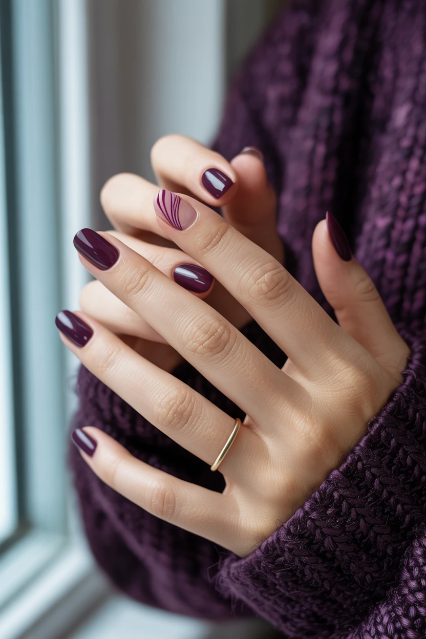 plum accent nails