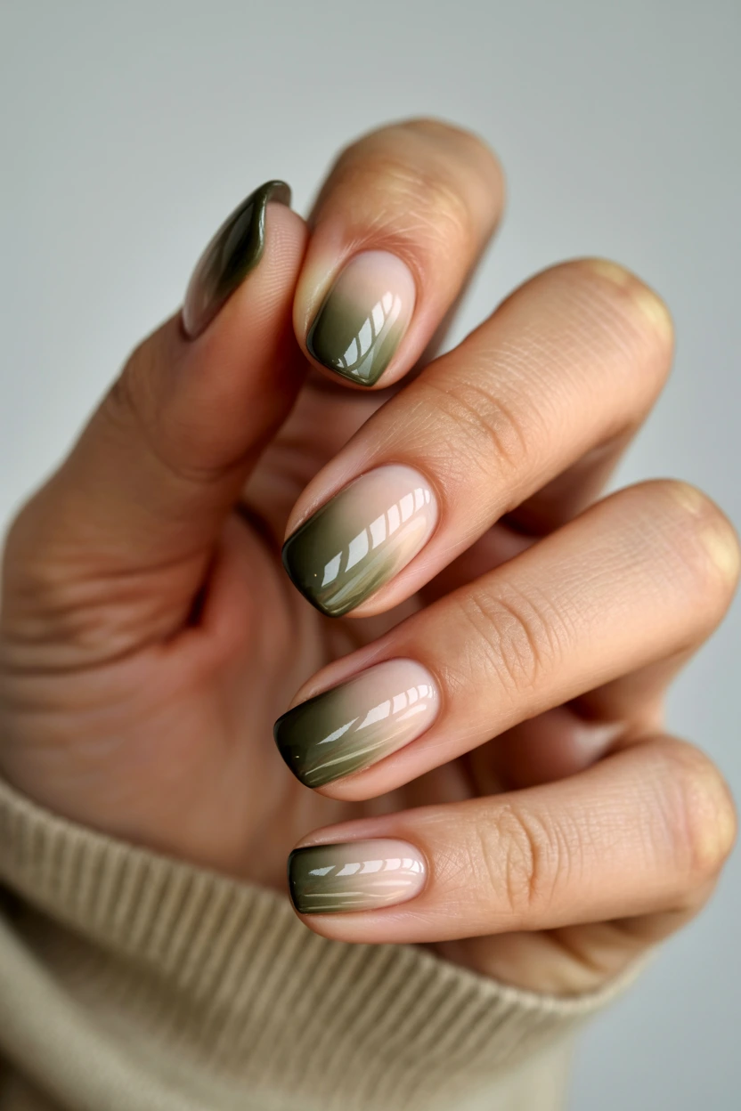 khaki green ombre almond