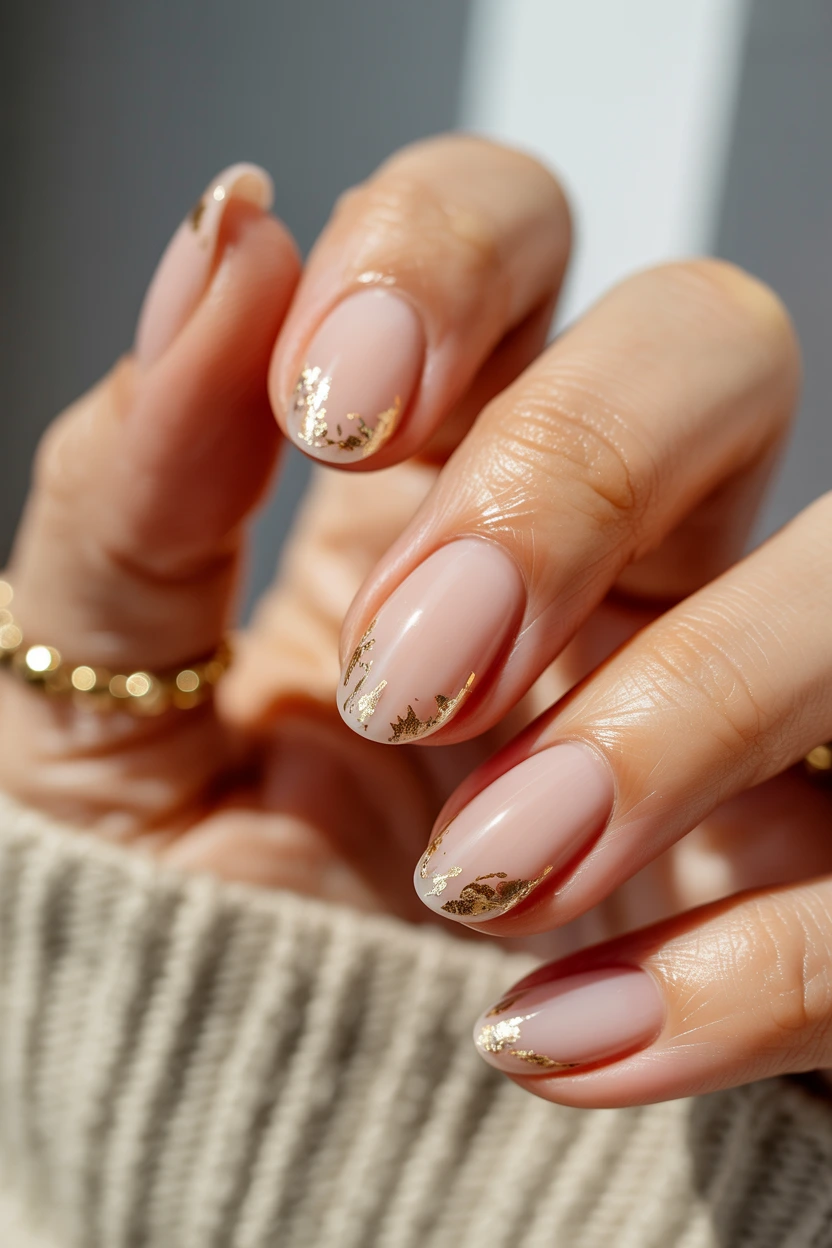 sheer oatmeal gold foil
