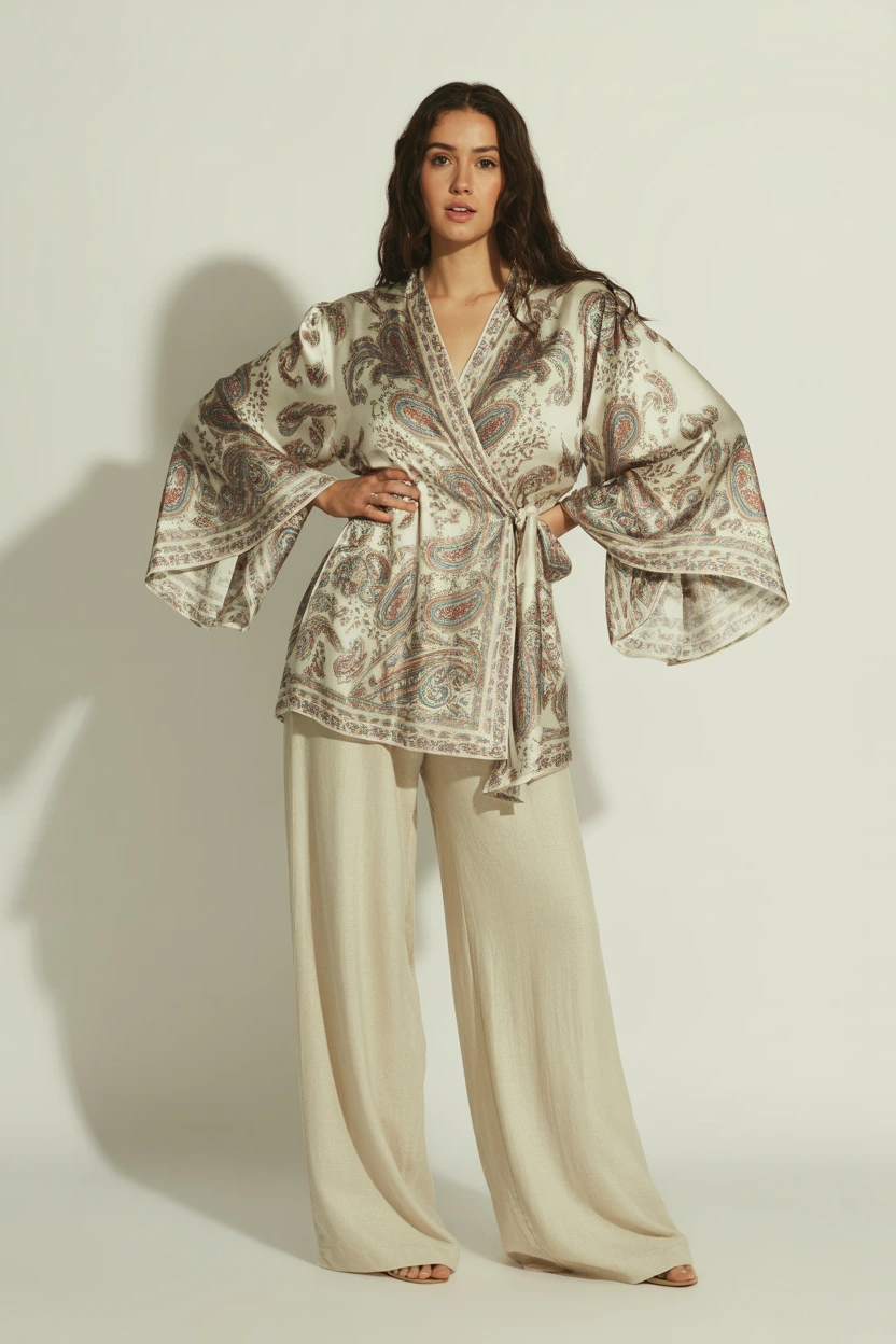 boho paisley wrap outfit