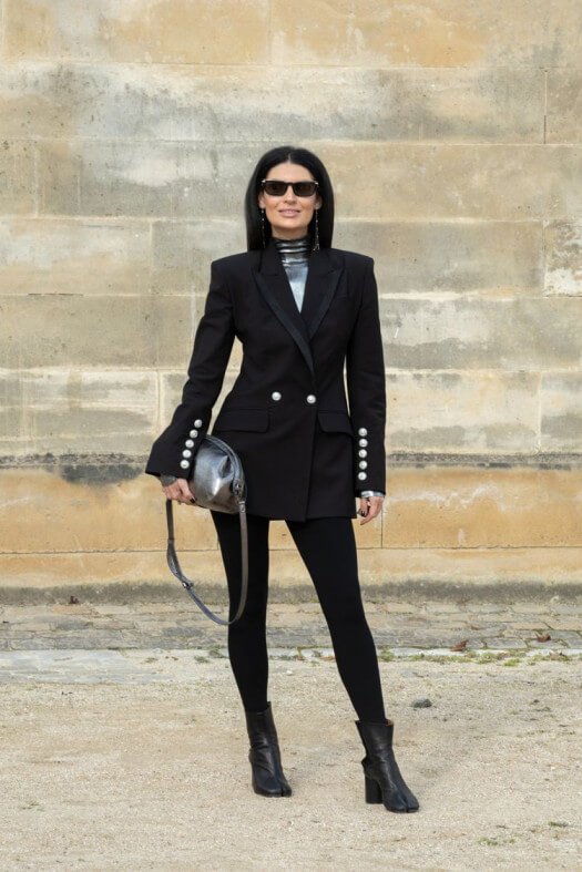 Leggings with a structured blazer